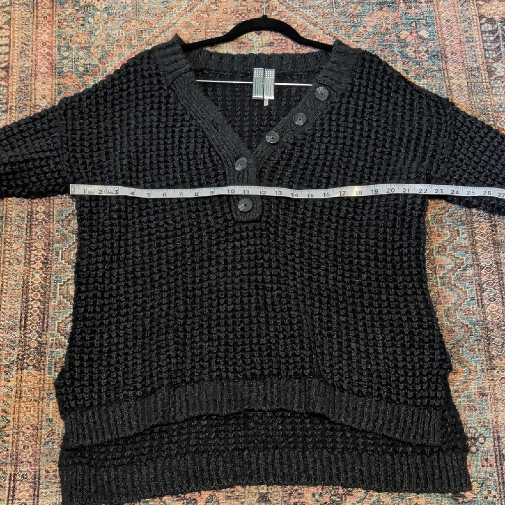 Free People Cozy Black Button-Up Sweater - Picture 4 of 6